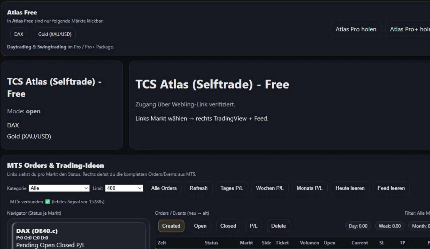 Screenshot: Atlas-App Innenansicht / Funktionen